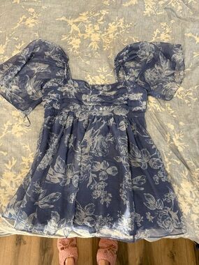 Abercrombie & Fitch Blue Floral Smocked Sundress